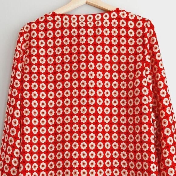 ANNE KLEIN Colorful Boho Floral Border Print Blouse Sz M Flawed - Picture 9 of 12